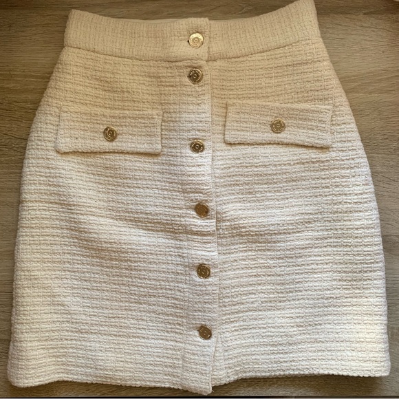 Maje button down skirt in Ecru - Picture 3 of 6